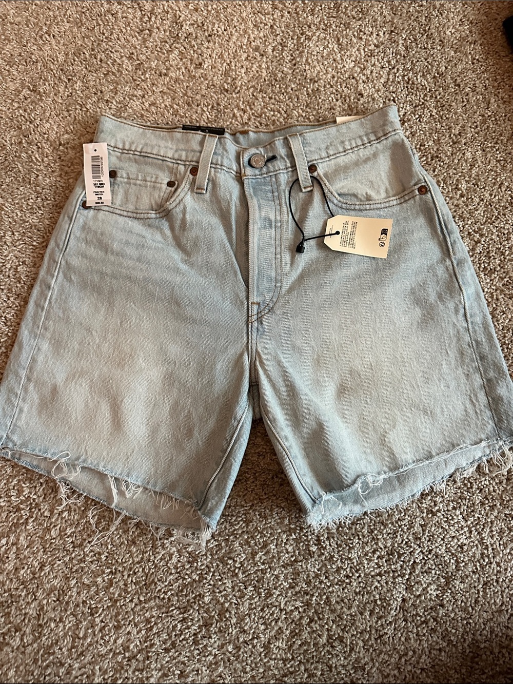 Levi's Light Blue High-Rise Cutoff Denim Shorts